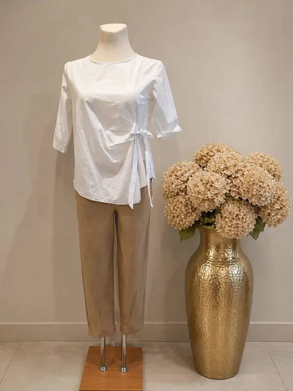 Bluse mit Bindedetail Weiß